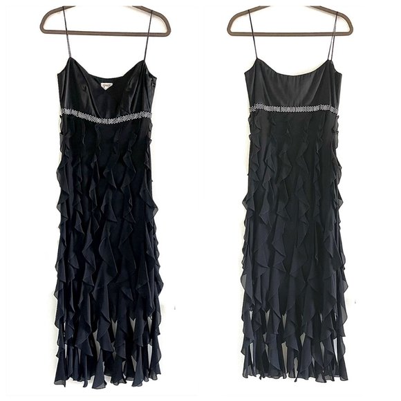Vintage Louis Feraud Black Silk Crystal Embellished Cocktail Dress - Picture 1 of 12